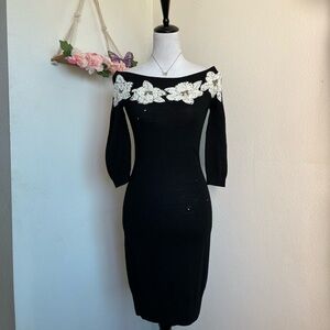 Betsey Johnson Black Knit Wool Dress size small